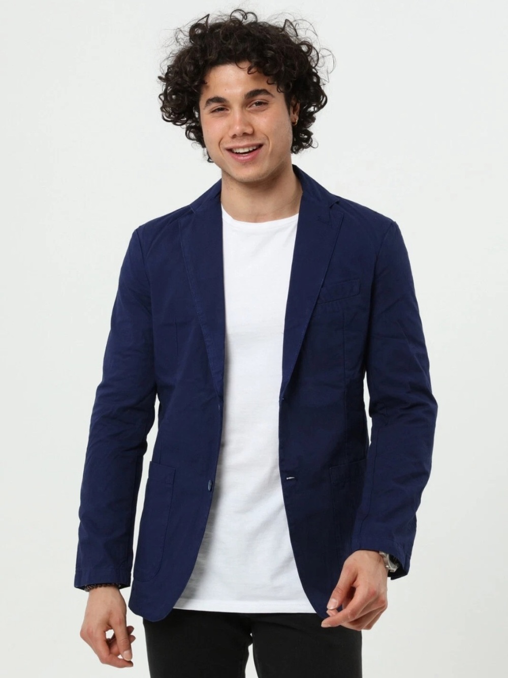 Henry Cotton's Navy Linen Classic Fit Blazer Men’s 95/US M 37/38